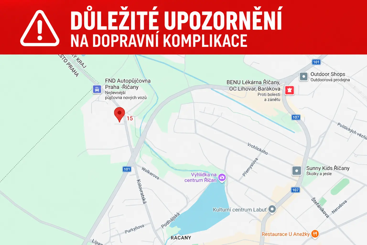 Důležité upozornění pro naše zákazníky o dopravním omezení